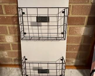 Wall Mounted Mail Sorter Organizer with Wire Baskets