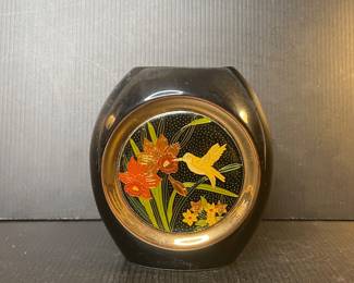 Vintage Vase with Bird and Floral Motif