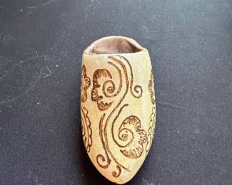 HandCarved Ceramic Vase with Floral Motifs