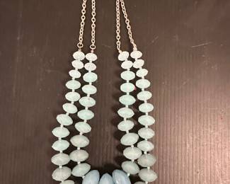 TwoStrand Aquamarine and Chalcedony Beaded Necklace