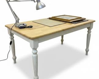 Farmhouse Dining Table with Turned Legs and White Base second image