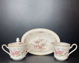 Noritake Asian Song Creamer, Sugar Bowl and Oval Vegetable Bowl