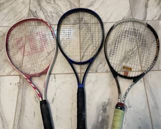 Assorted Tennis Racquets HEAD Tour Pro, HEAD Double Power, and Triumph Matrix