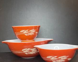 Pyrex Autumn Harvest Wheat Cinderella Mixing Bowls