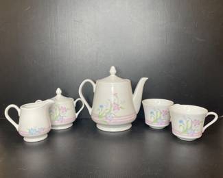 Vintage Floral Tea Set  Shadow Iris Pattern