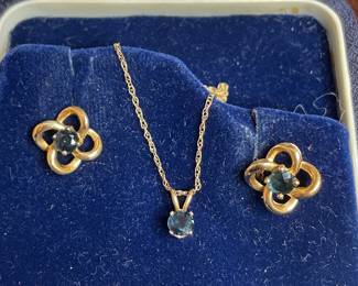 k Gold Clover Necklace and Earrings