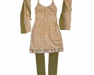 Embellished Kurti with Tights and Scarf