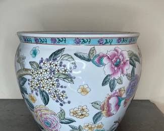 Vintage Chinese Porcelain Enamel Famille Rose Koi Fish Bowl Planter