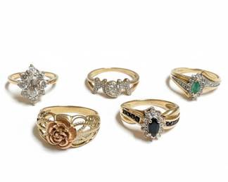 K Gold Rings with Gemstones