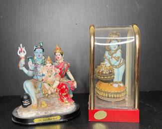 Lord Shiva Family Statue and Baby Krishna Figurine