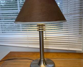 Brushed Nickel Table Lamp with Tapered Fabric Shade