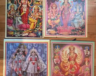 Vintage Hindu Deities Prints Lakshmi, Ganesha, Saraswati, Radha Krishna, Durga