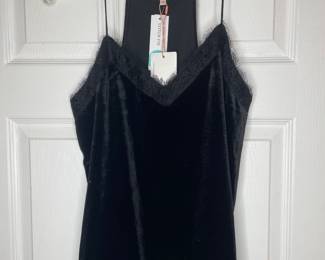 Velvet Lace Trim Cami Top Black