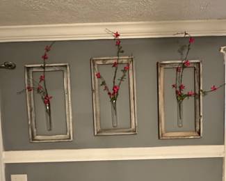 Set of Rustic Wooden Frame Test Tube Wall Vases second image