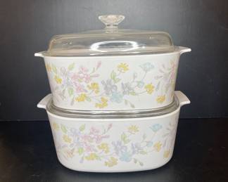 CorningWare Pastel Bouquet Pattern Casserole Dishes