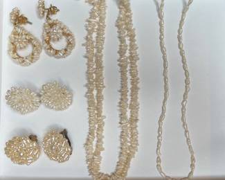 Rice  Baroque Pearl Necklace and Earrings