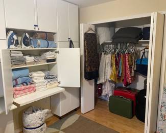 Assorted Linens, Clothing, Luggage, and Home Goods