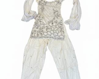 Embellished Ivory Gharara Set with Dupatta