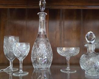 Custom made Bohemian Crystal Set with Wine, Champagne, Water Glasses , Decanters & More!