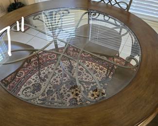 Round Breakfast Glass & Iron Table with 4 matching Chairs