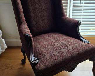 Pair of 1920's Wing Back Ball & Claw Chairs