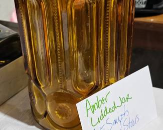 AMBER LIDDED JAR