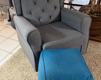Grey Rocking Chair Blue Footrest