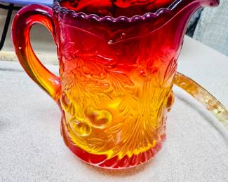 Vintage Wreathed Cherries Amberina Large Creamer Fenton