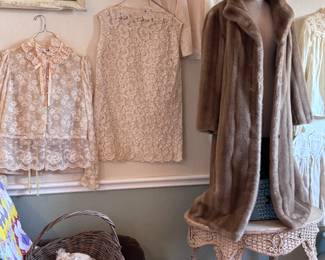 vintage lace and fur clothing