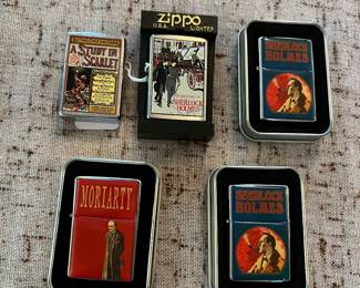 Collection of collectible lighters: "Study in Scarlet"..Zippo Sherlock Holmes...Moriarty   