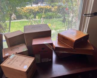 Collection of cigar boxes....Paul Garmirian, Holt's ,Excalibur, Fuente Don Carlos.....