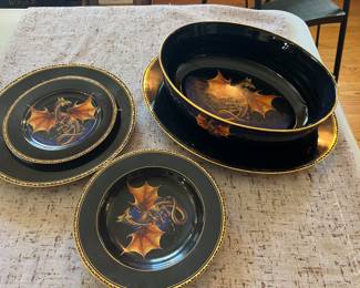 "The Dragon Dynasty Dinnerware Collection/Fine China: 6 dinner plates/12 bowls/12 luncheon plates/ 2 12" vegetable bowls & 2 15" serving platters