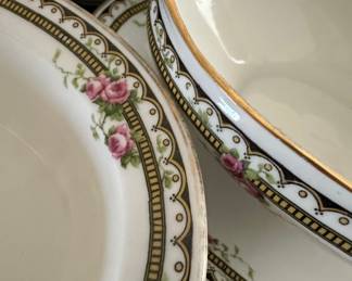 Haviland Limoges Porcelain Dinnerware Set with Pink Roses and Gold Trim