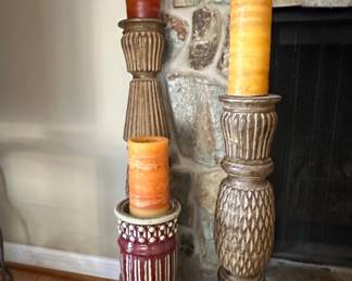 Set of Four Decorative Pillar Candle Holders