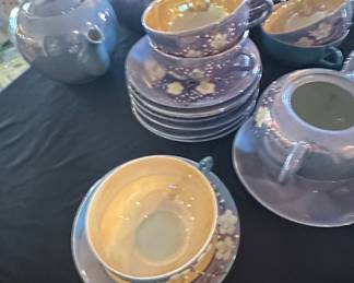 Vintage Japanese Lusterware Cherry Blossom Tea Set