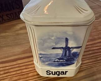 Vintage Ditmar Urbach Sugar Jar with Windmill Scene