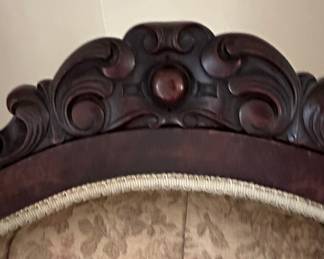 Victorian Walnut Rocking Chair with Floral Upholstery