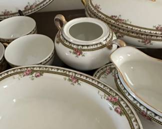 Haviland Limoges Porcelain Dinnerware Set with Pink Roses and Gold Trim
