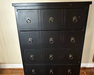 Black Lacquered Campaign Chest of Drawers