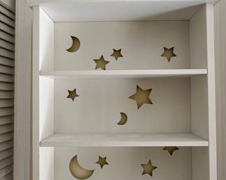 White Wooden Shelf with Moon and Star Cutouts