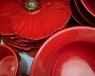 Fleur Rouge by Nanette Vacher for Ambiance Collections Red Poppy Salad/Dessert Plate