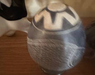 Hand-Carved Soapstone Egg with Fish Motif