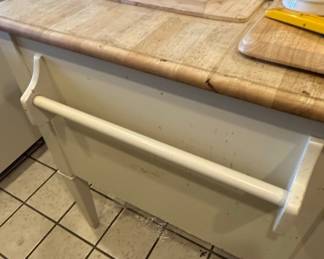 Vintage Two-Drawer Console Table with Wire Baskets