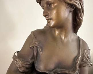 Bronze Figurine of a Young Woman with Sheaf of Wheat by Hippolyte Moreau