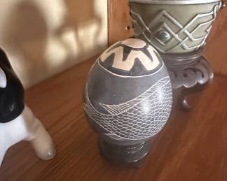 Hand-Carved Soapstone Egg with Fish Motif