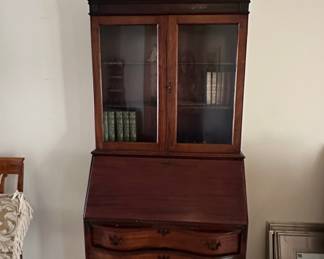 Chippendale Style Mahogany Bonnet-Top Secretary Desk