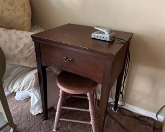 Vintage Sewing Machine Table with Drawer