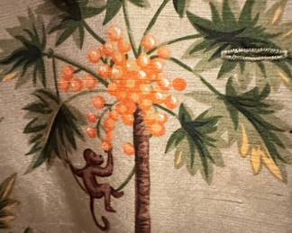 SilkLand Women's 100% Pure Silk Blouse with Monkey and Palm Tree Print