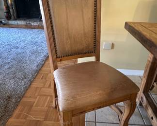 Rustic Oak Dining Set with Upholstered Chairs