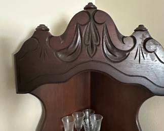 Victorian Eastlake Carved Walnut Corner Etagere